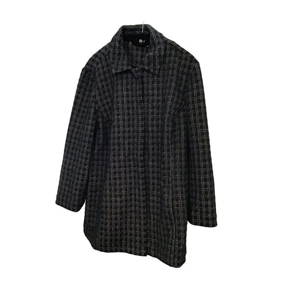 Chico's Black White Snap-Up Jacket Size LG - Picture 1 of 7